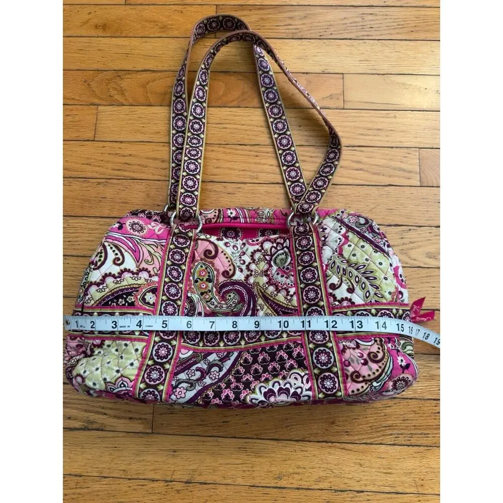 Vera Bradley Pink Paisley Shoulder Bag Purse Wallet Key Case 3 Pc Set Cotton